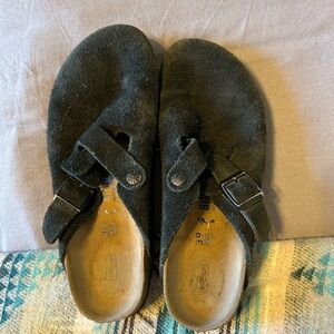 Birkenstock Dark Suede Slip-On Sandals